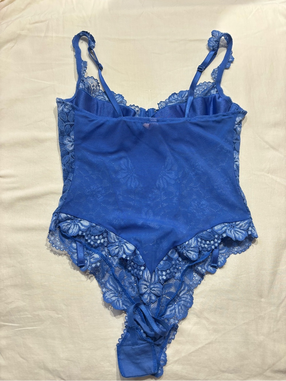 Victoria's Secret 1999 Royal Blue Floral Lace Bodysuit - Picture 4 of 9